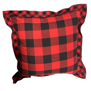 Pier 1 Buffalo Checkered Flannel Pillow With Ruffle Edge.